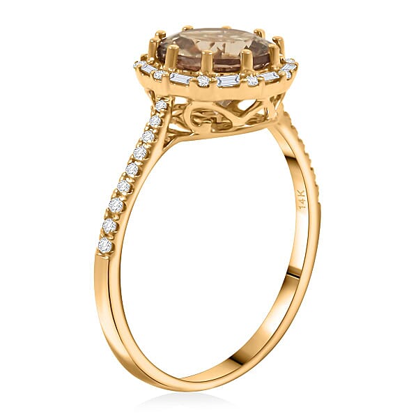 Shop Lc Luxoro AAA Turkizite And White Diamond I2 3.50 Ctw Ring In 14K Yellow Gold
