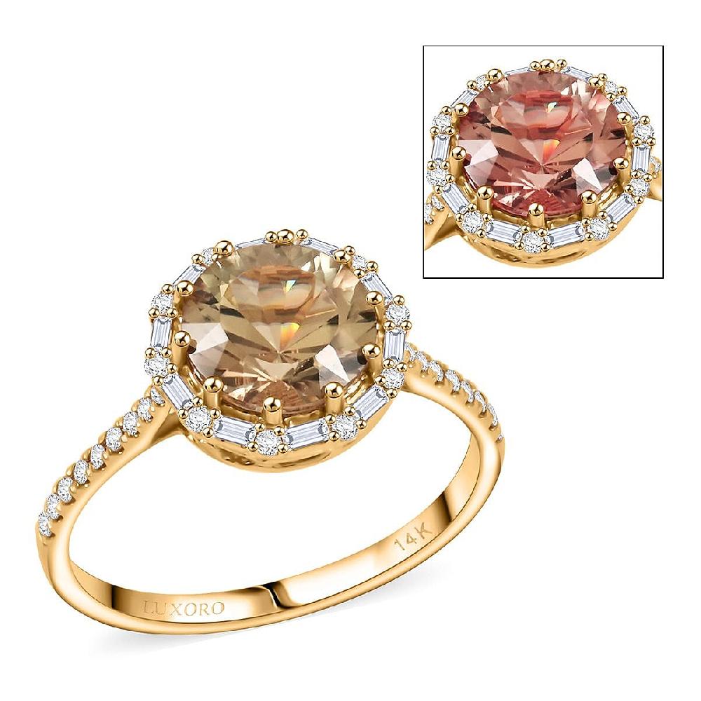 shop lc Luxoro AAA Turkizite and White Diamond I2 3.50 ctw Ring in 14K Yellow Gold