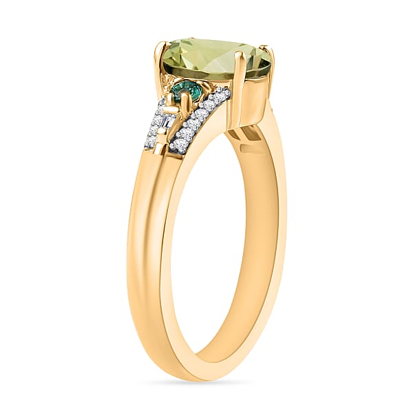 Shop Lc Luxoro AAA Turkizite Boyaca Colombian Emerald And G-H I1 Diamond 1.82 Ctw Ring In 14K Yellow Gold 1 (Del. In 10-12 Days)