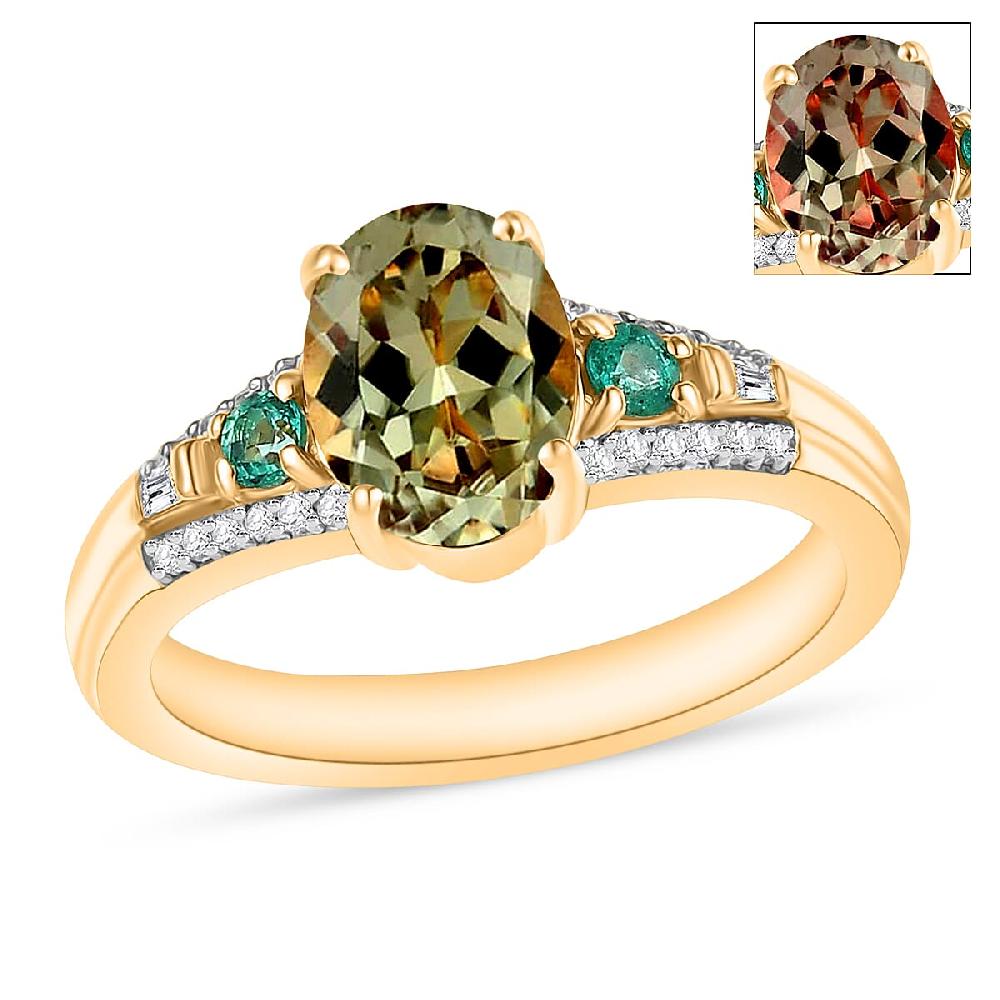 shop lc Luxoro AAA Turkizite Boyaca Colombian Emerald and G-H I1 Diamond 1.82 ctw Ring in 14K Yellow Gold 1 (Del. in 10-12 Days)