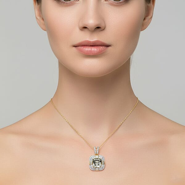 Shop Lc Luxoro AAA Turkizite Diamond Pendant Necklace In 10K Yellow Gold 4.60 Ctw (20 Inches)