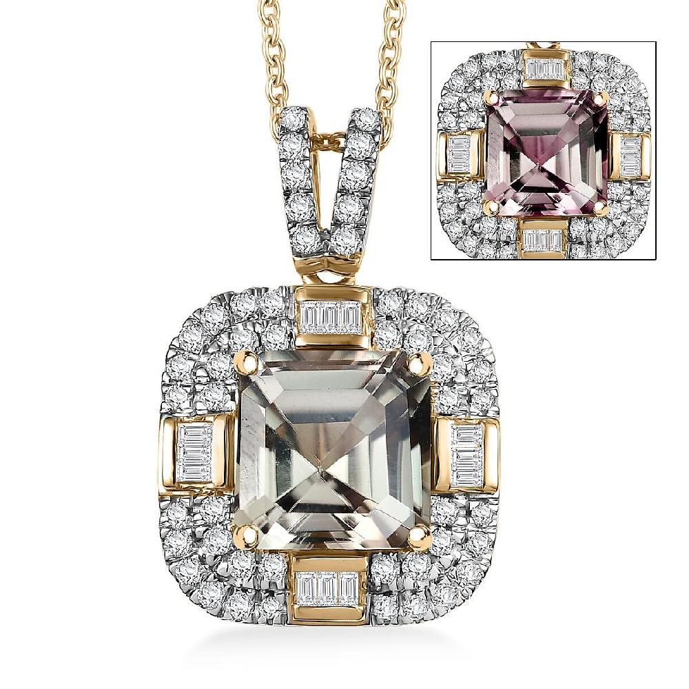 shop lc Luxoro AAA Turkizite Diamond Pendant Necklace in 10K Yellow Gold 4.60 ctw (20 Inches)