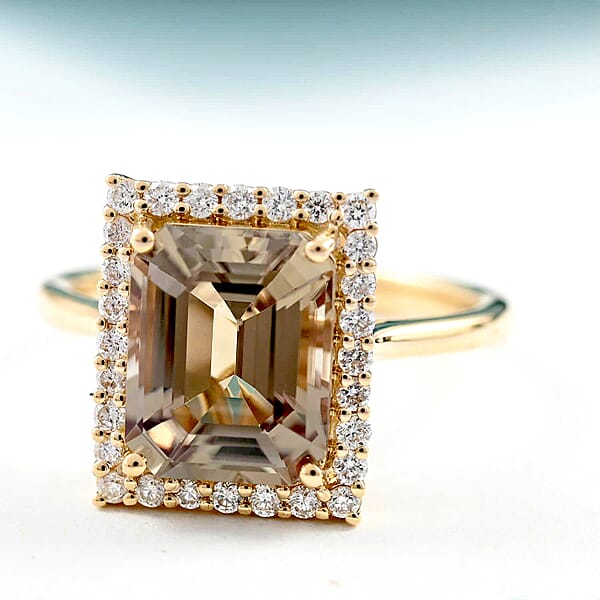 Shop Lc Luxoro AAA Turkizite Diamond Ring In 14K Yellow Gold 4.37 Ctw