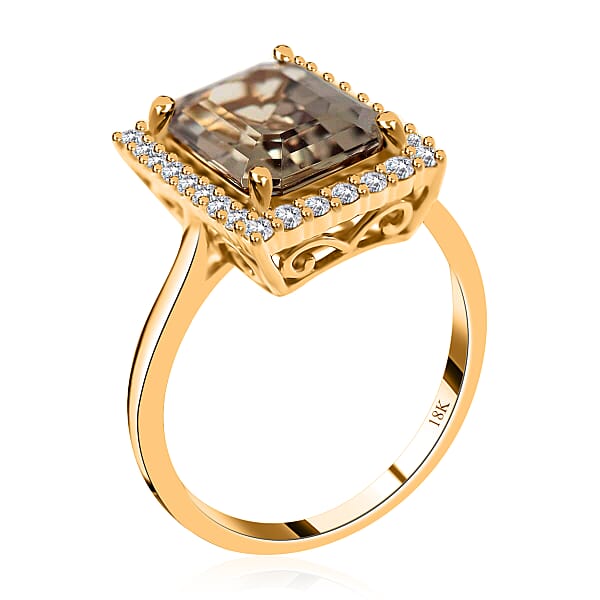 Shop Lc Luxoro AAA Turkizite Diamond Ring In 14K Yellow Gold 4.37 Ctw
