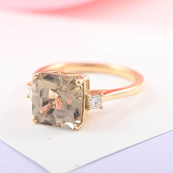 Shop Lc Luxoro AAA Turkizite Diamond Ring In 14K Yellow Gold 4.35 Ctw