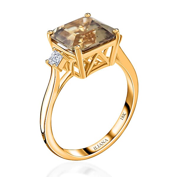 Shop Lc Luxoro AAA Turkizite Diamond Ring In 14K Yellow Gold 4.35 Ctw