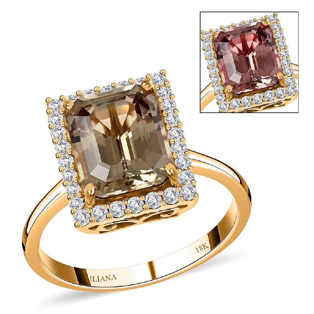 shop lc Luxoro AAA Turkizite Diamond Ring in 14K Yellow Gold 4.37 ctw