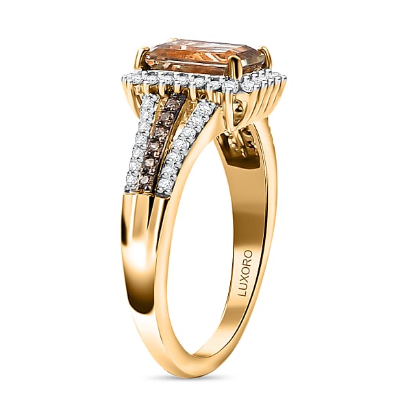 Shop Lc Luxoro AAA Turkizite I2 Natural Champagne And Diamond 2.15 Ctw Vintage Luxe Ring In 14K Yellow Gold