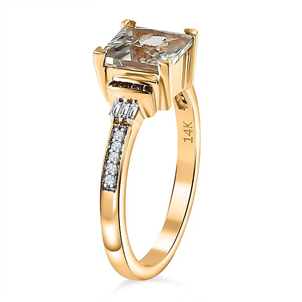 Shop Lc Luxoro AAA Turkizite I2 Natural Champagne And White Diamond 2.10 Ctw Vintage Ring In 14K Yellow Gold