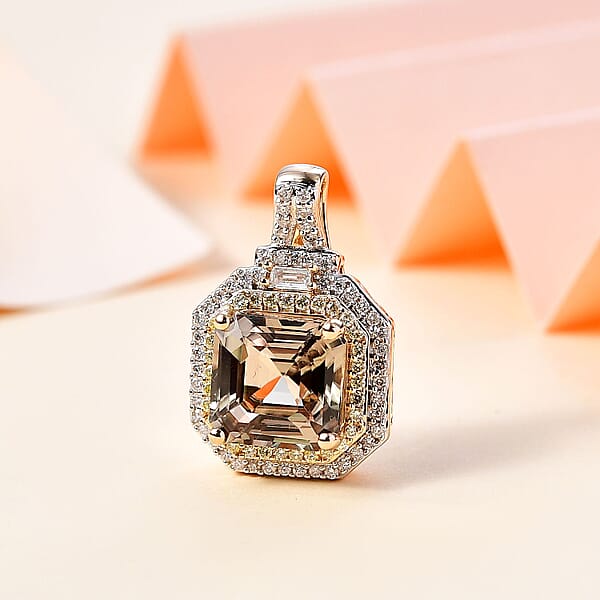 Shop Lc Luxoro AAA Turkizite I2 Natural Yellow And White Diamond 4.40 Ctw Pendant Without Chain In 14K Yellow Gold