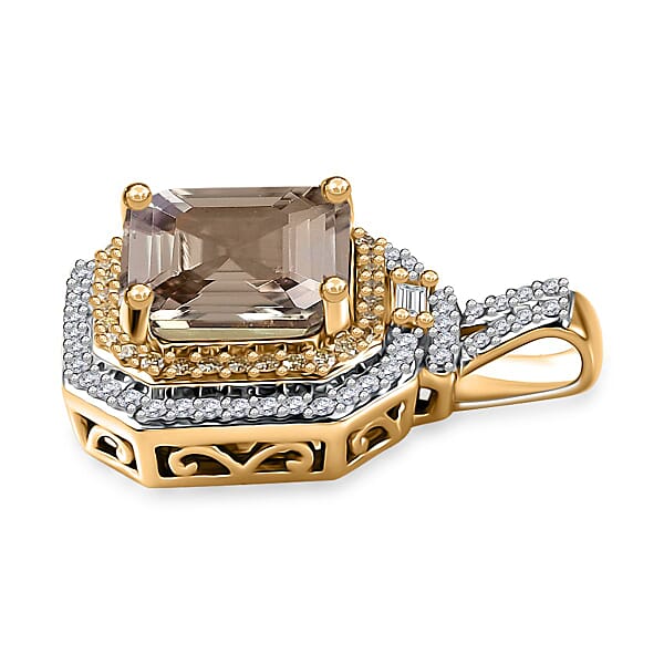 Shop Lc Luxoro AAA Turkizite I2 Natural Yellow And White Diamond 4.40 Ctw Pendant Without Chain In 14K Yellow Gold