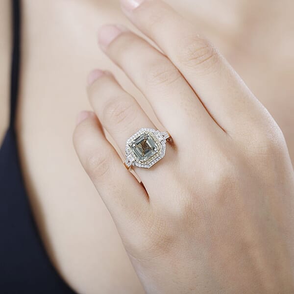 Shop Lc Luxoro AAA Turkizite Natural Yellow And White Diamond (I2) 4.45 Ctw Ring In 14K Yellow Gold