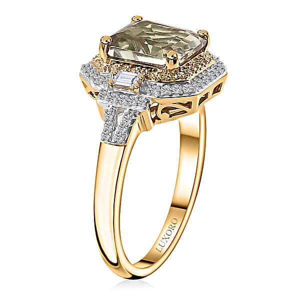Shop Lc Luxoro AAA Turkizite Natural Yellow And White Diamond (I2) 4.45 Ctw Ring In 14K Yellow Gold