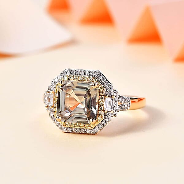Shop Lc Luxoro AAA Turkizite Natural Yellow And White Diamond (I2) 4.45 Ctw Ring In 14K Yellow Gold