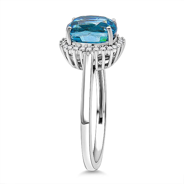 Shop Lc Luxoro AAAA Cambodian Blue Zircon And Diamond I2 5.10 Ctw Aura Ring In 10K White Gold