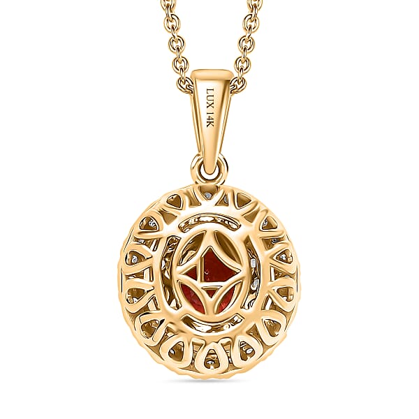 Shop Lc Luxoro AAAA Padparadscha Sapphire Paraiba Tourmaline And Diamond Pendant Necklace In 14K Yellow Gold 1.65 Ctw (20 Inches)
