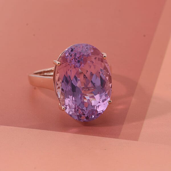 Shop Lc Luxoro AAAA Patroke Kunzite Solitaire Ring In 10K Rose Gold 16.65 Ctw