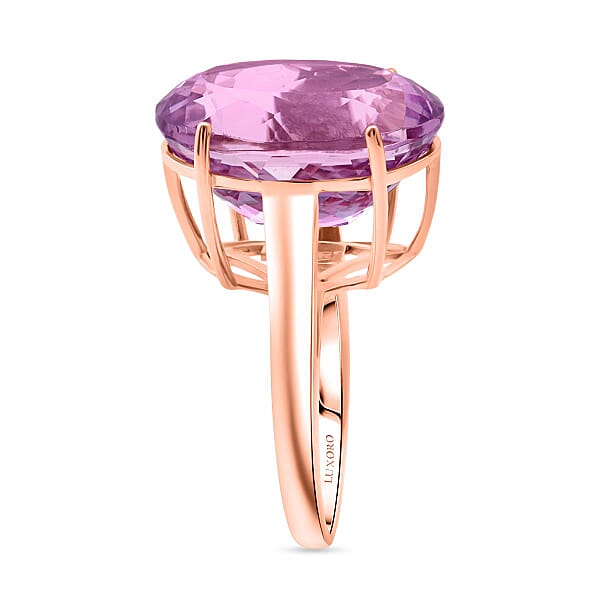 Shop Lc Luxoro AAAA Patroke Kunzite Solitaire Ring In 10K Rose Gold 16.65 Ctw