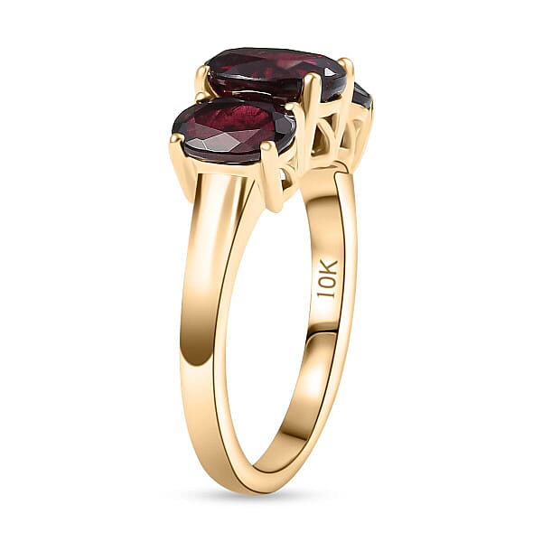 Shop Lc Luxoro Anthill Garnet Trilogy Ring In 10K Rose Gold 3.40 Ctw