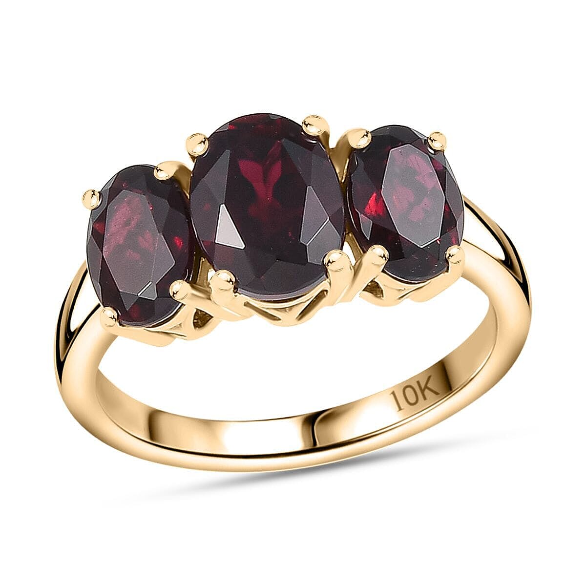 shop lc Luxoro Anthill Garnet Trilogy Ring in 10K Rose Gold 3.40 ctw