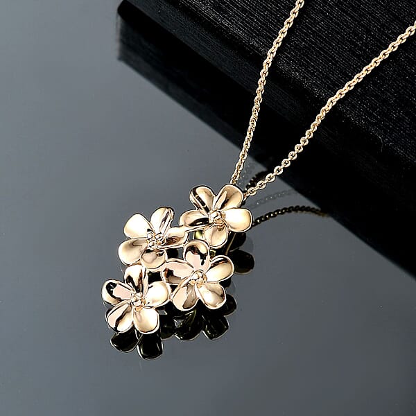 Shop Lc Luxoro Bouquet Of Flowers Pendant Necklace In 10K Yellow Gold 3.90 Grams 20 Inches