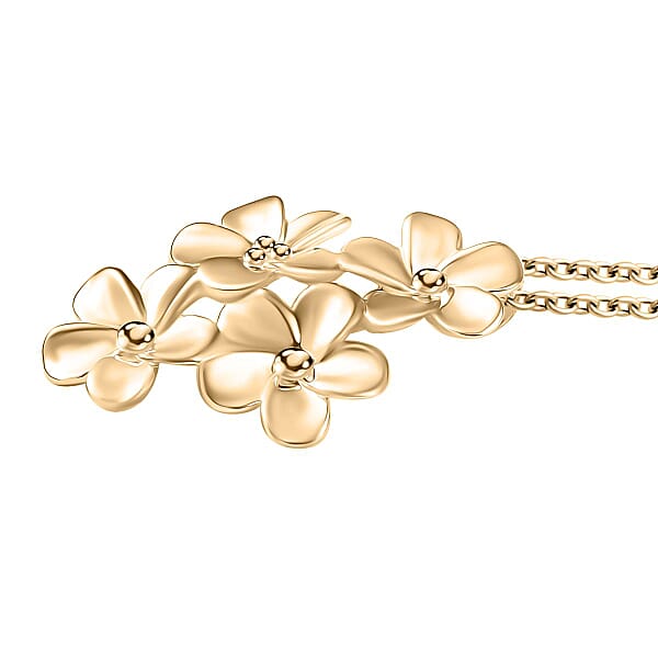 Shop Lc Luxoro Bouquet Of Flowers Pendant Necklace In 10K Yellow Gold 3.90 Grams 20 Inches