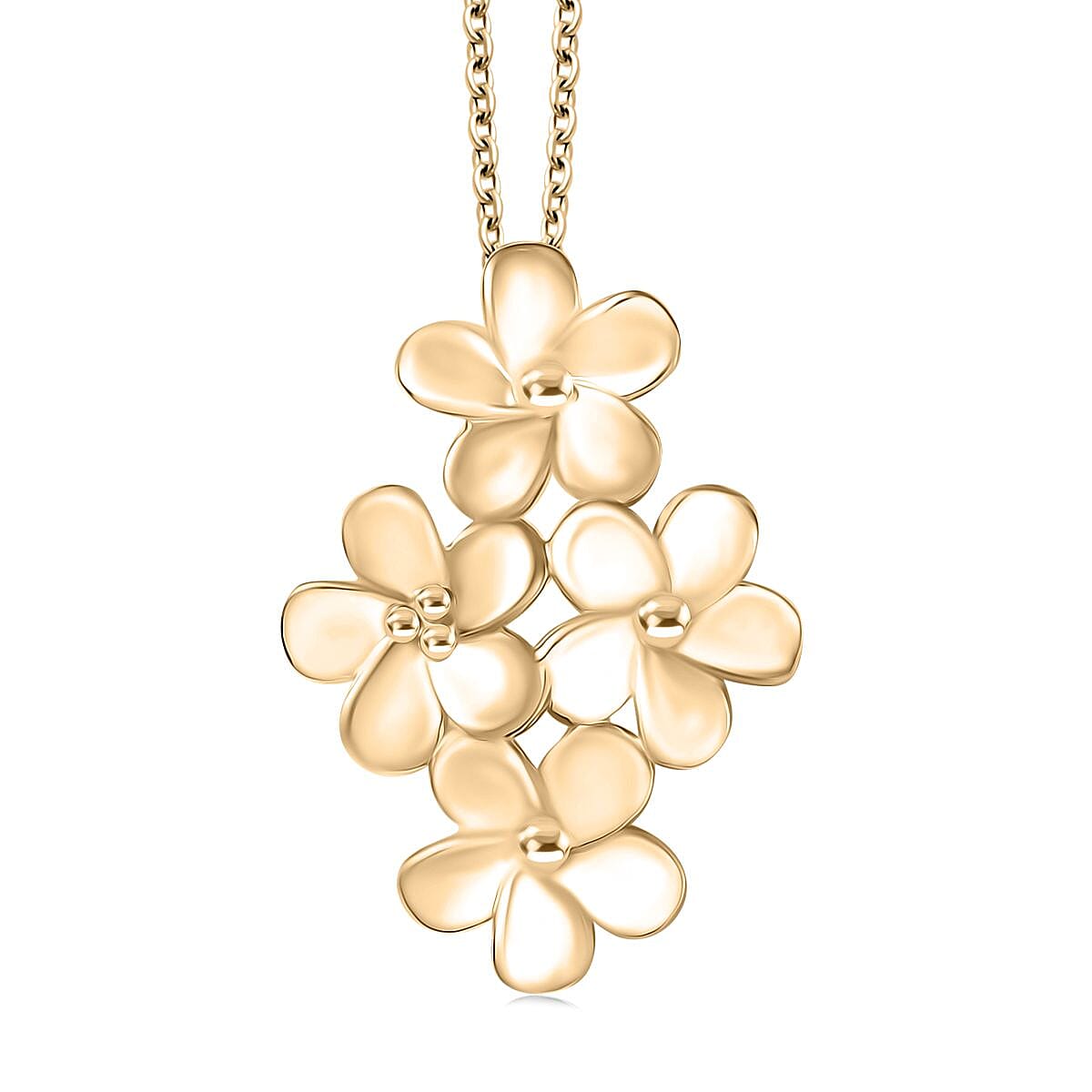 shop lc Luxoro Bouquet of Flowers Pendant Necklace in 10K Yellow Gold 3.90 Grams 20 Inches