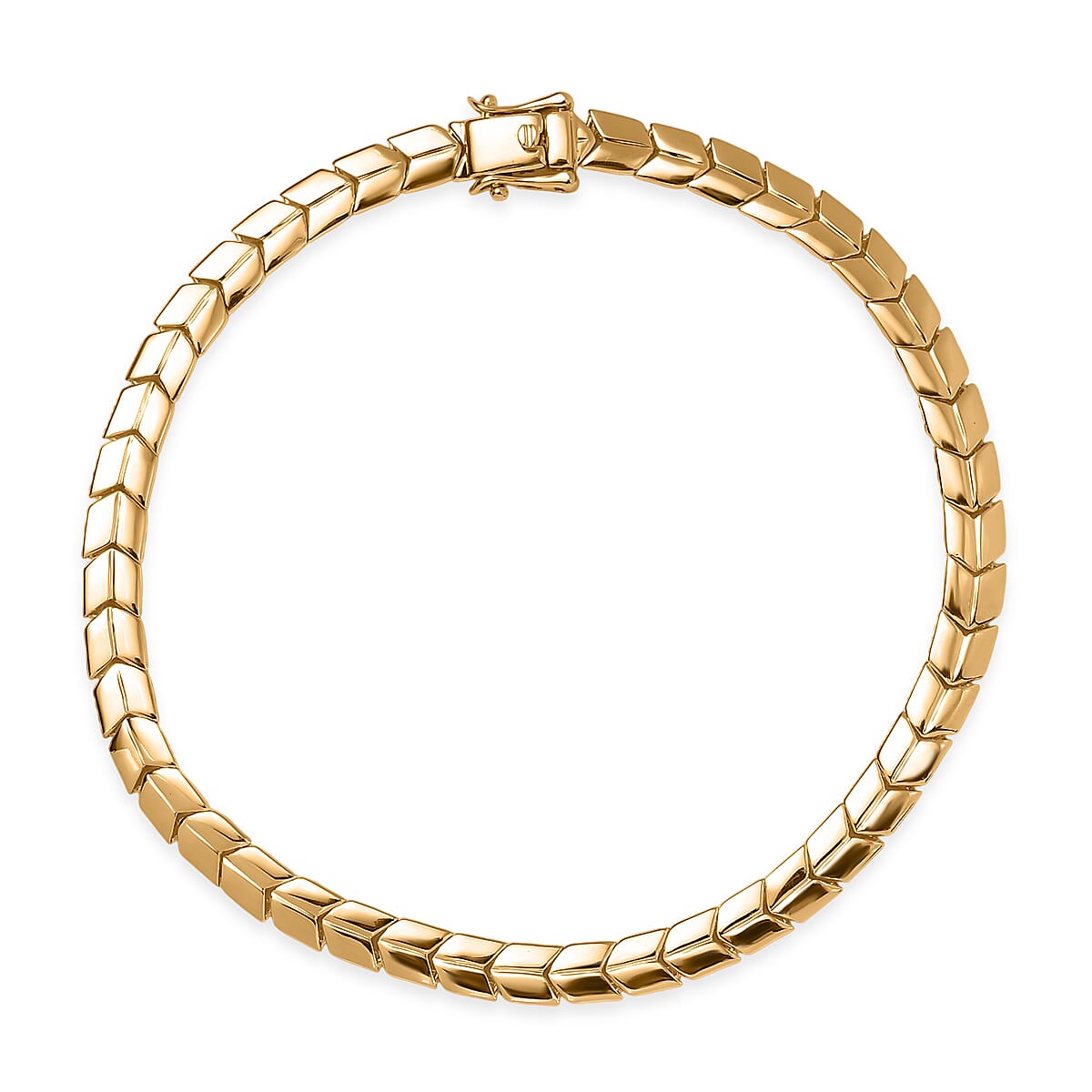 shop lc Luxoro Chevron Link Bracelet in 10K Yellow Gold (6.50 In) 6.7 Grams