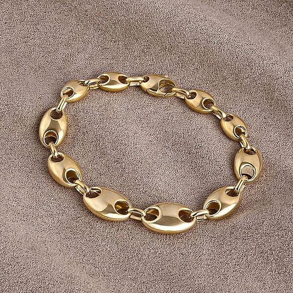 Shop Lc Luxoro Coffee Bean Link Chain Bracelet In 10K Yellow Gold (7.25 In) 7 Grams