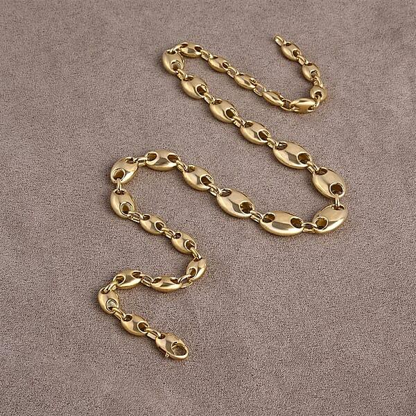 Shop Lc Luxoro Coffee Bean Link Chain Necklace In 10K Yellow Gold 15.70 Grams 18 Inches