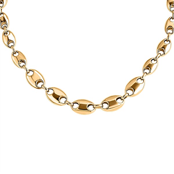 Shop Lc Luxoro Coffee Bean Link Chain Necklace In 10K Yellow Gold 15.70 Grams 18 Inches