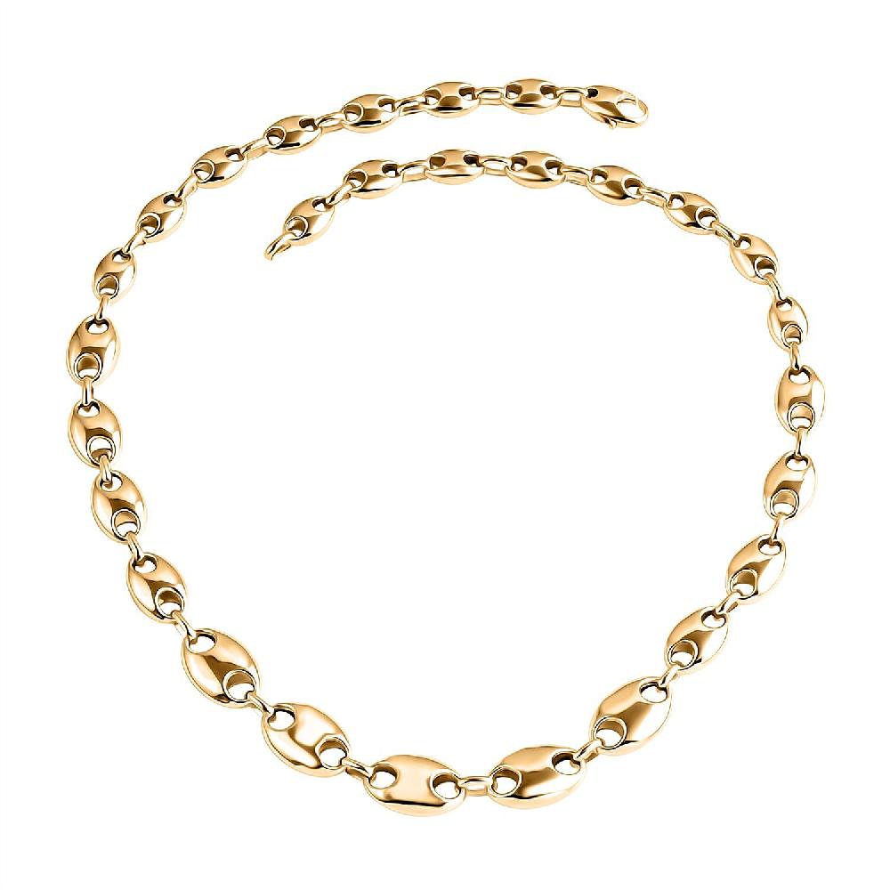 shop lc Luxoro Coffee Bean Link Chain Necklace in 10K Yellow Gold 15.70 Grams 18 Inches
