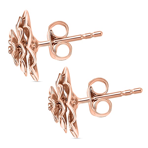 Shop Lc Luxoro Floral Earrings In 10K Rose Gold 2.36 Grams