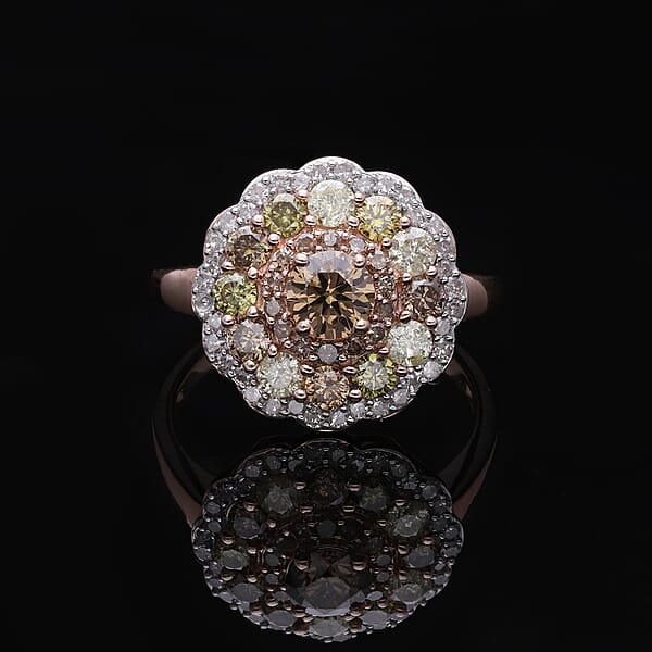 Shop Lc Luxoro I3 Natural Multi Diamond 2.00 Ctw Floral Ring In 10K Rose Gold