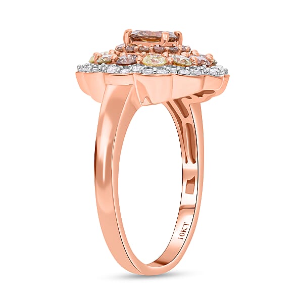 Shop Lc Luxoro I3 Natural Multi Diamond 2.00 Ctw Floral Ring In 10K Rose Gold