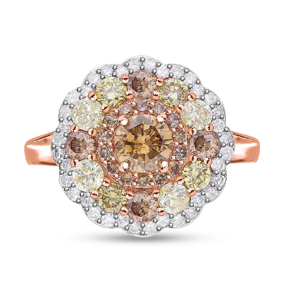 shop lc Luxoro I3 Natural Multi Diamond 2.00 ctw Floral Ring in 10K Rose Gold