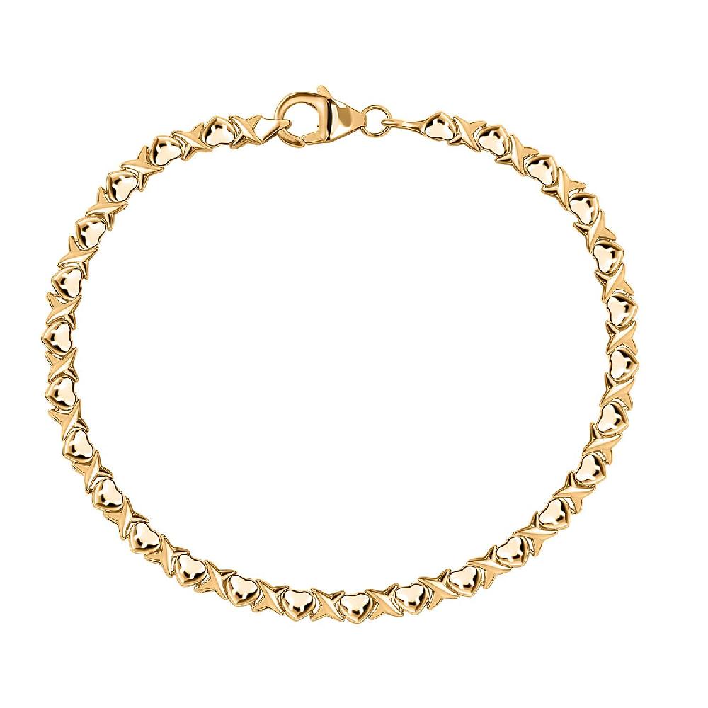 shop lc Luxoro Infinity with Heart Link Bracelet in 10K Yellow Gold (7.25 In) 5.15 Grams