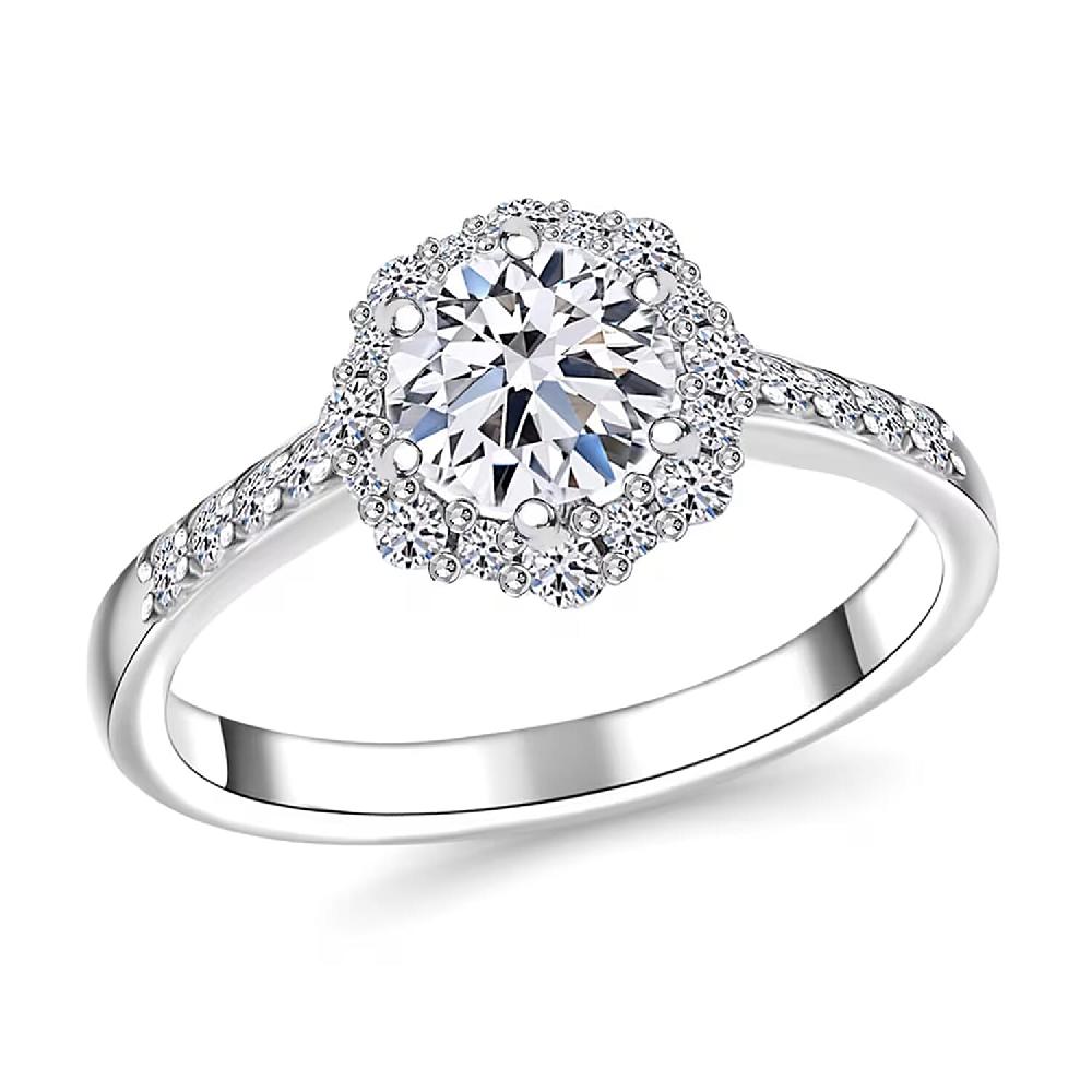 shop lc Luxoro Lab Grown Diamond E-F VS 1.00 ctw Ring in 10K White Gold