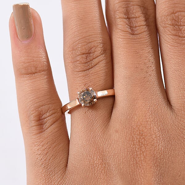 Shop Lc Luxoro Natural Champagne Diamond I2 1.00 Ctw Solitaire Ring In 10K Rose Gold