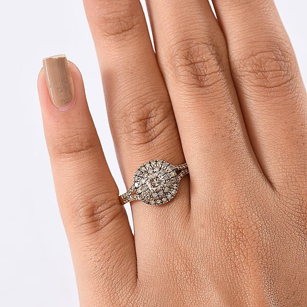 Shop Lc Luxoro Natural Champagne Diamond (I2) Ring In 10K Rose Gold 1.00 Ctw