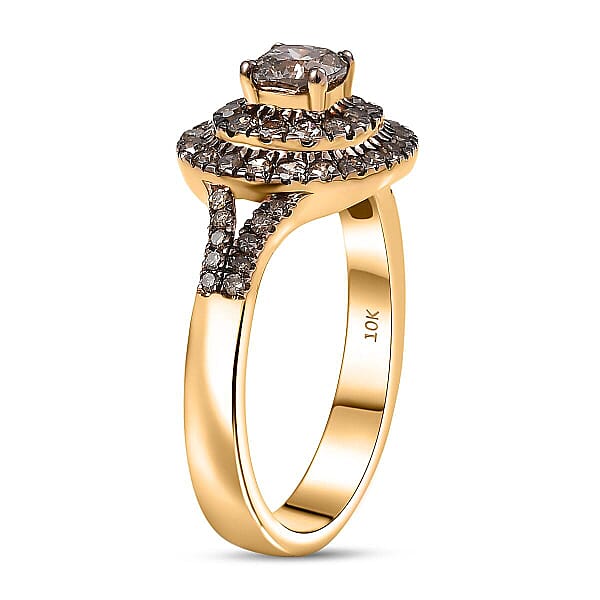 Shop Lc Luxoro Natural Champagne Diamond (I2) Ring In 10K Rose Gold 1.00 Ctw