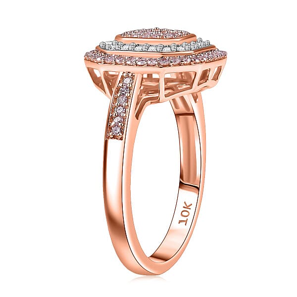 Shop Lc Luxoro Natural Pink And White Diamond I2 0.50 Ctw Art Deco Ring In 10K Rose Gold