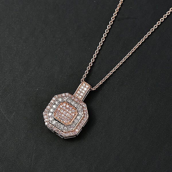 Shop Lc Luxoro Natural Pink And White Diamond I2 0.50 Ctw Pendant Necklace In 10K Rose Gold 20 Inches