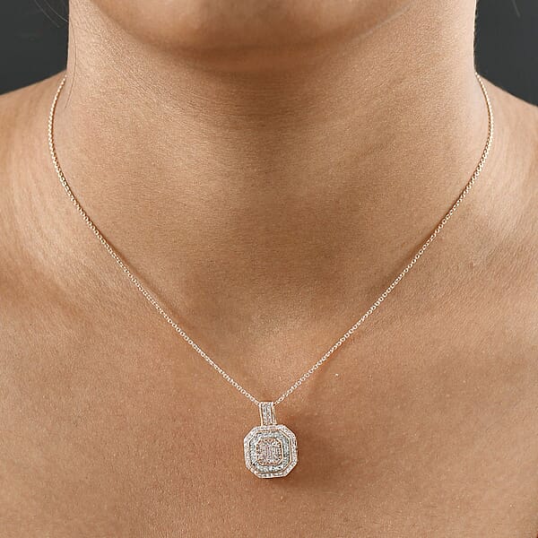 Shop Lc Luxoro Natural Pink And White Diamond I2 0.50 Ctw Pendant Necklace In 10K Rose Gold 20 Inches