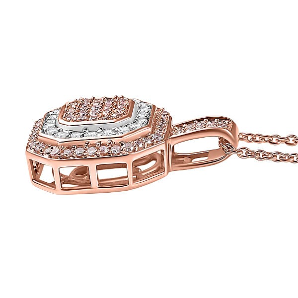 Shop Lc Luxoro Natural Pink And White Diamond I2 0.50 Ctw Pendant Necklace In 10K Rose Gold 20 Inches