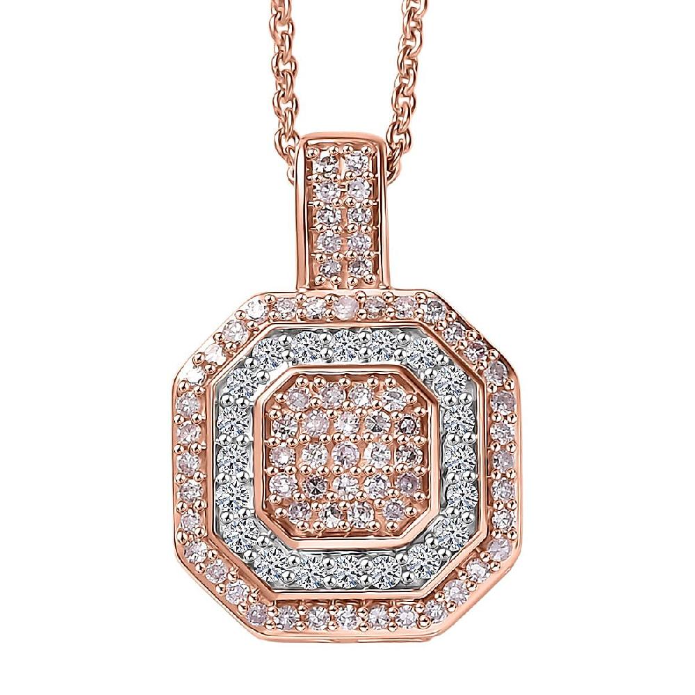 shop lc Luxoro Natural Pink and White Diamond I2 0.50 ctw Pendant Necklace in 10K Rose Gold 20 Inches