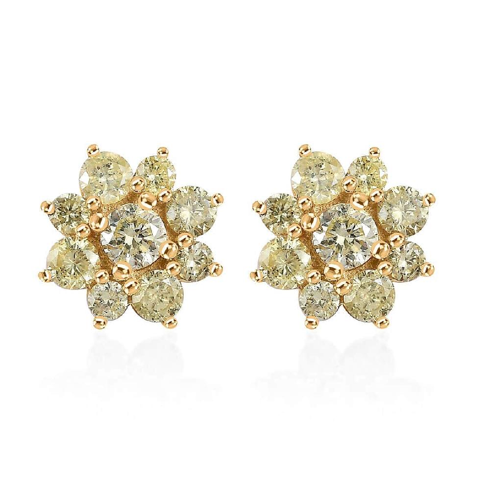 shop lc Luxoro Natural Yellow Diamond I2-I3 1.00 ctw Stud Earrings in 14K Yellow Gold (Del. in 10-12 Days)