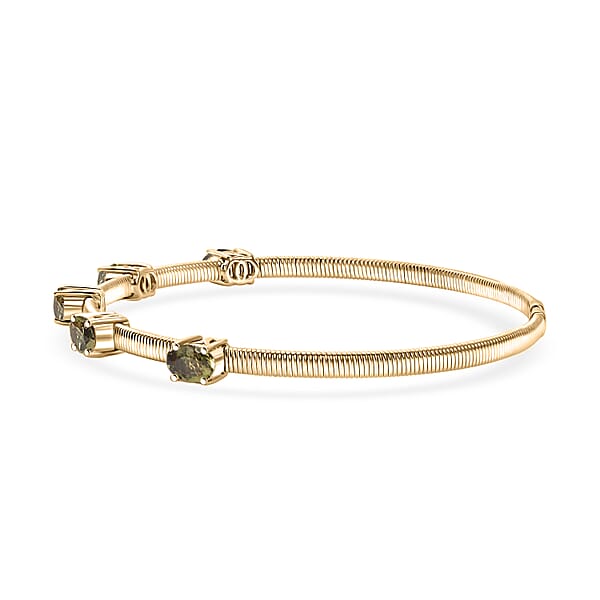 Shop Lc Luxoro Premium Ambanja Demantoid Garnet 2.35 Ctw 5 Elements Of Earth Adjustable Bangle Bracelet In 10K Yellow Gold 4.22 Grams