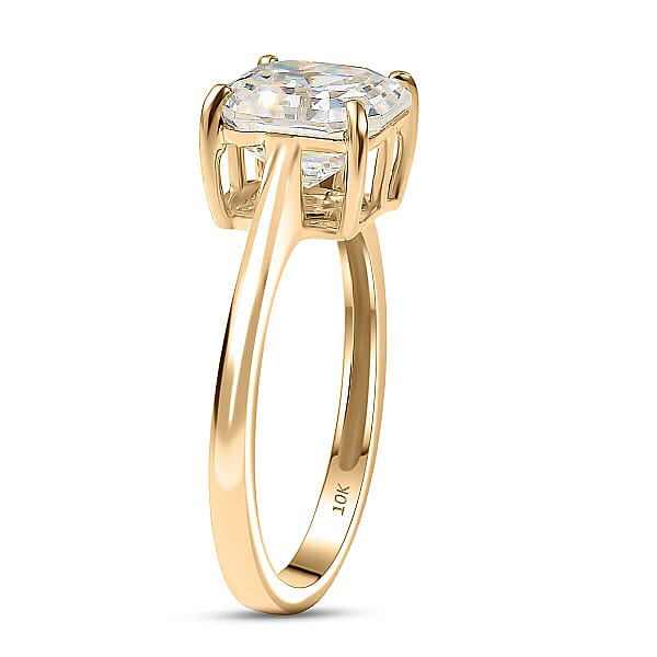Shop Lc Luxoro Premium Asscher Cut Strontium Titanate 5.40 Ctw Golden Prism Ring In 10K Yellow Gold