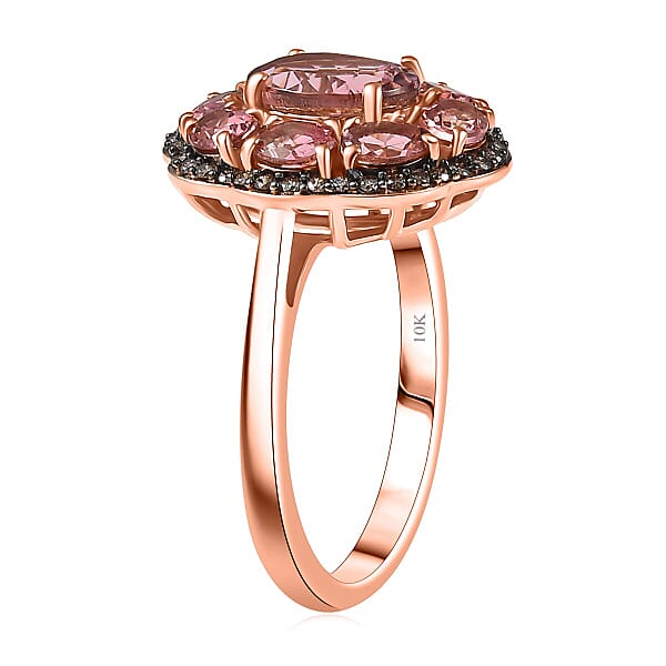 Shop Lc Luxoro Premium Blush Tourmaline And Natural Champagne Diamond 2.80 Ctw Blush Bloom Ring In 10K Rose Gold